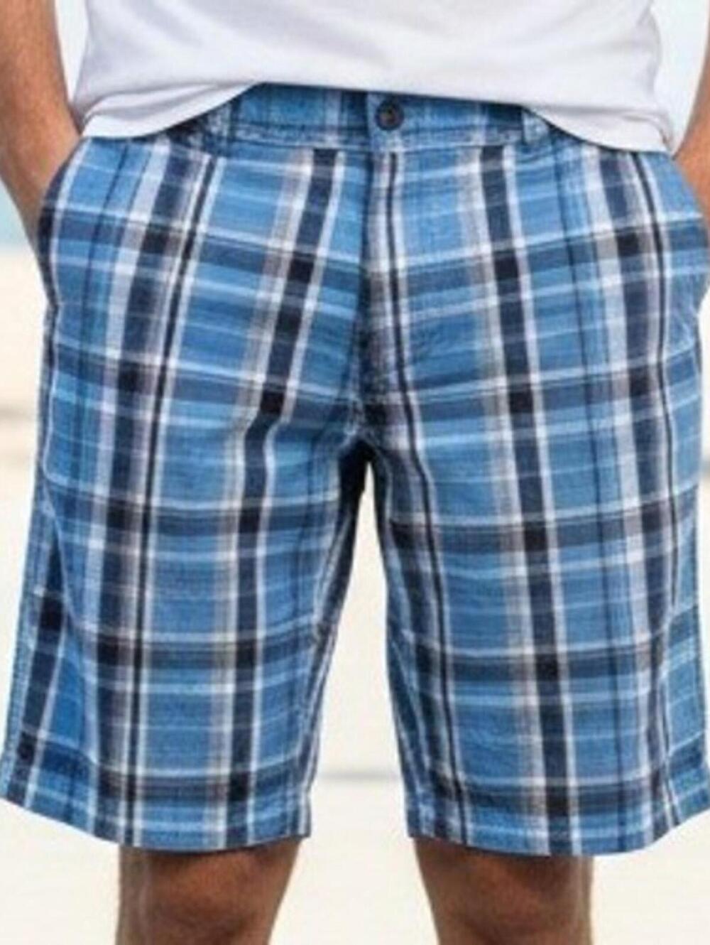 Izod Size 36 Sky Blue Navy Plaid Cotton Board Shorts Coastal Prep Golf